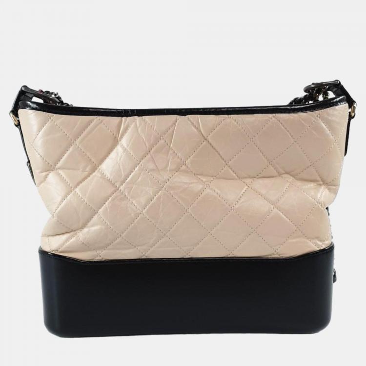 Chanel Beige/Black Leather Medium Gabrielle Shoulder Bag