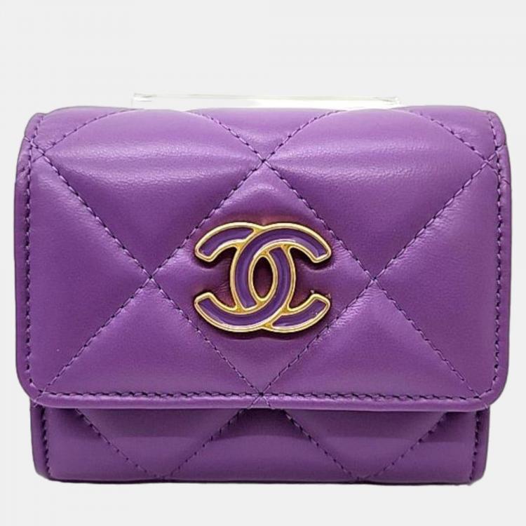 Chanel Purple Lambskin Leather CC Wallet
