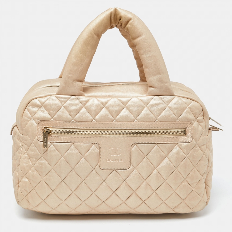 Chanel Gold Quilted Leather Coco Cocoon Bowler Bag