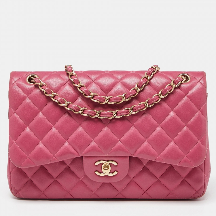 Chanel Pink Quilted Leather Jumbo Classic Double Flap Bag Chanel