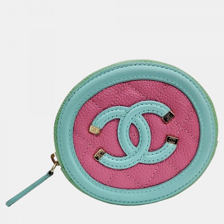 Chanel Green/Pink Caviar Coinpurse Chanel