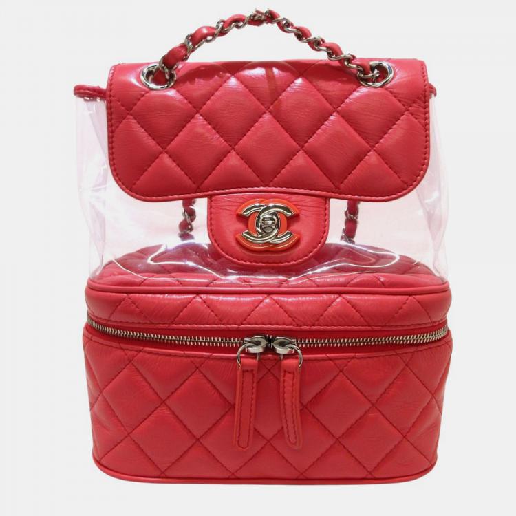 Chanel Red Leather CC backpack bag Chanel