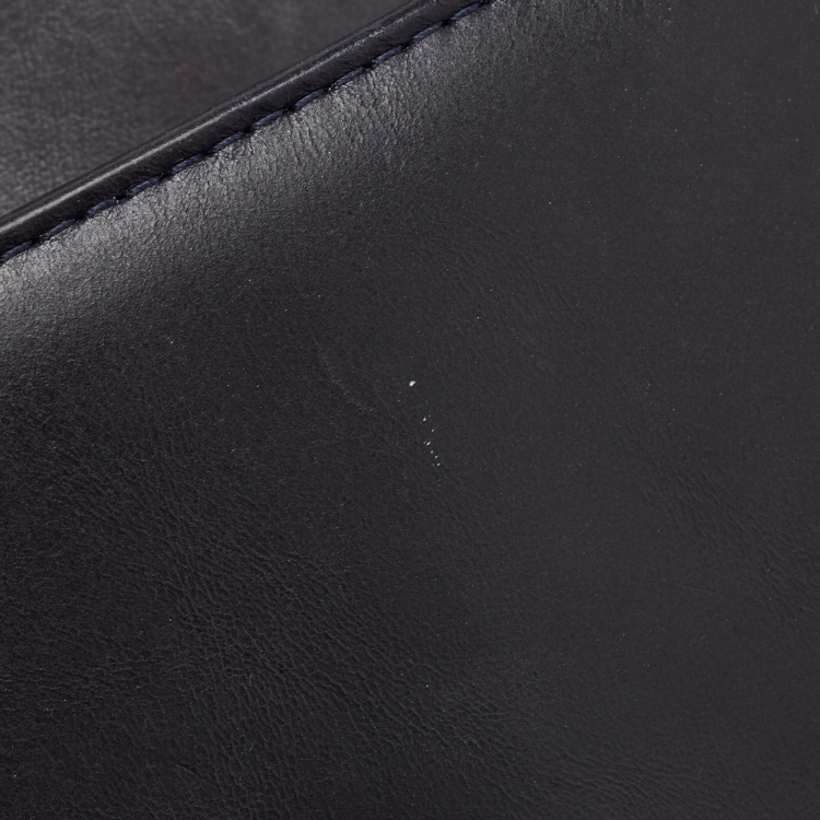 Pre Owned Chanel Dark Blue Quilted Leather Medium Wild Stitch Chain Boy Top Handle Bag