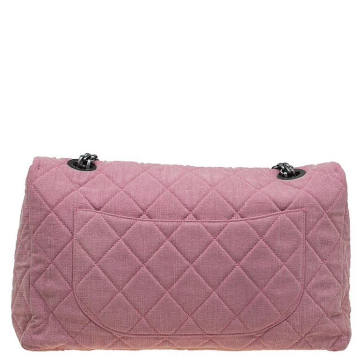 Pre Owned Chanel Pink Quilted Fabric Limited Edition XXL Reissue Travel Bag