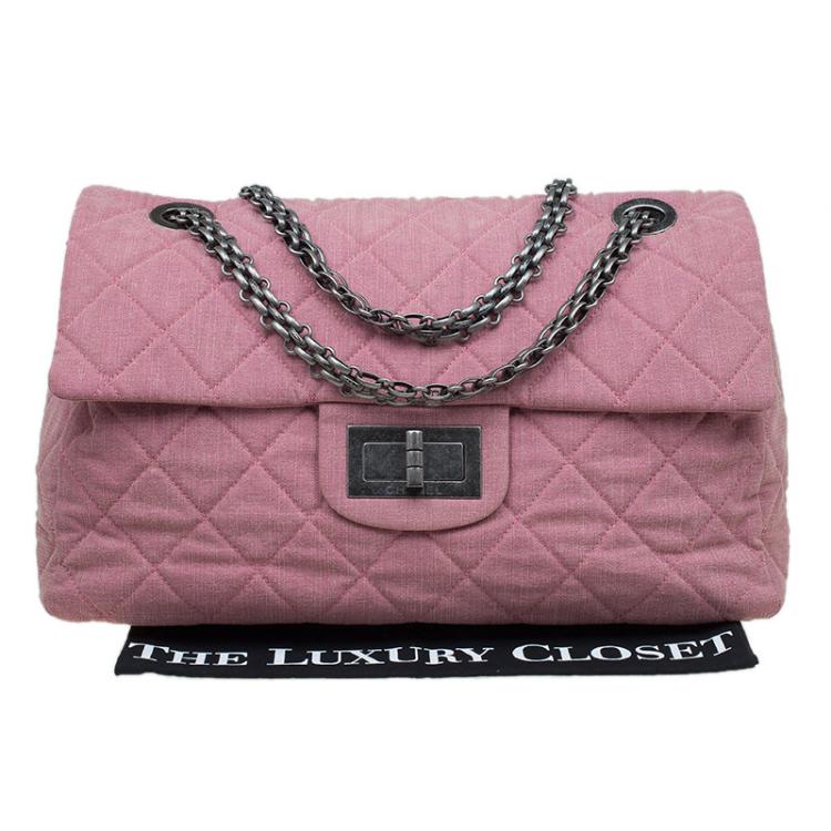 Pre Owned Chanel Pink Quilted Fabric Limited Edition XXL Reissue Travel Bag