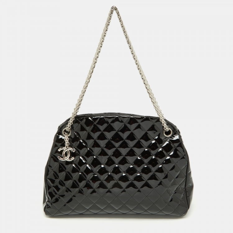 Chanel Black Quilted Patent Leather Medium Just Mademoiselle