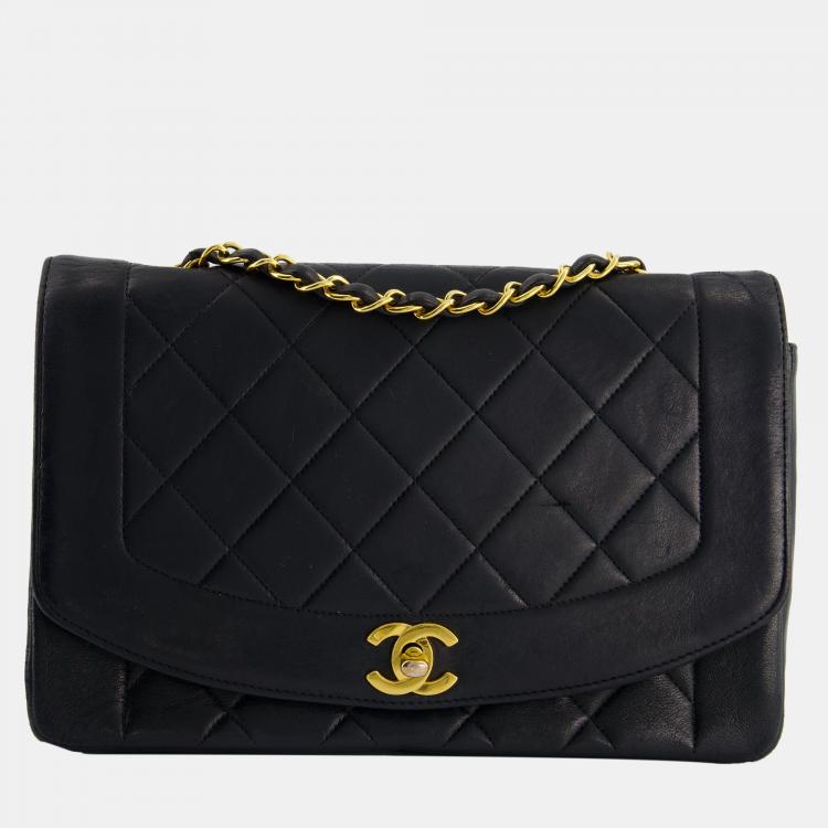 Chanel Vintage Navy Diana Quilted Flap Bag in Lambskin Leather
