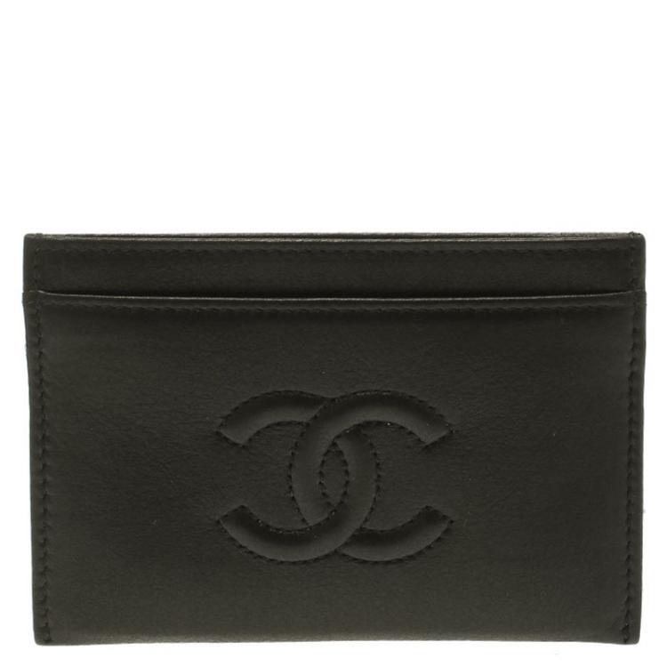Pre Owned Chanel Black Leather CC Card Holder 