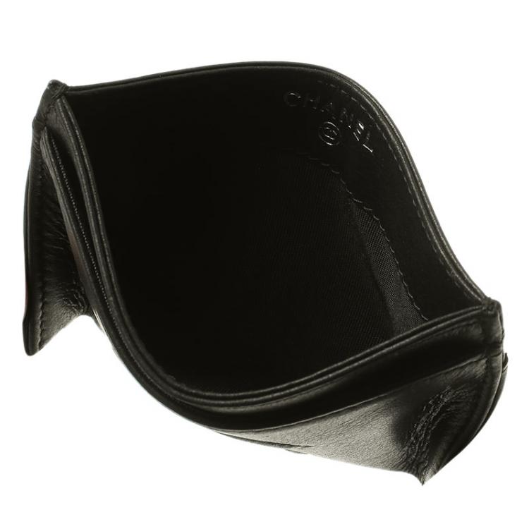 Pre Owned Chanel Black Leather CC Card Holder 