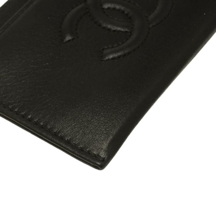 Pre Owned Chanel Black Leather CC Card Holder 