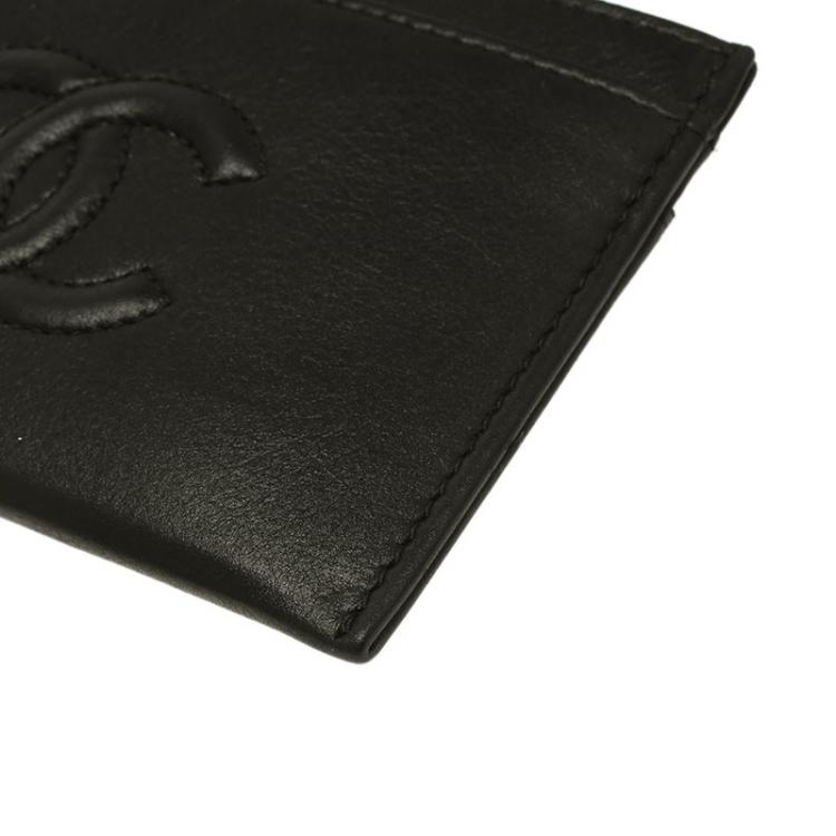 Pre Owned Chanel Black Leather CC Card Holder 