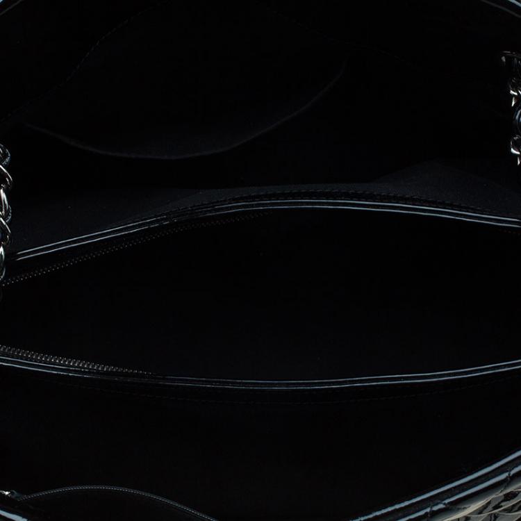Pre Owned Chanel Black Quilted Patent Leather Large Just Mademoiselle Bowling Bag