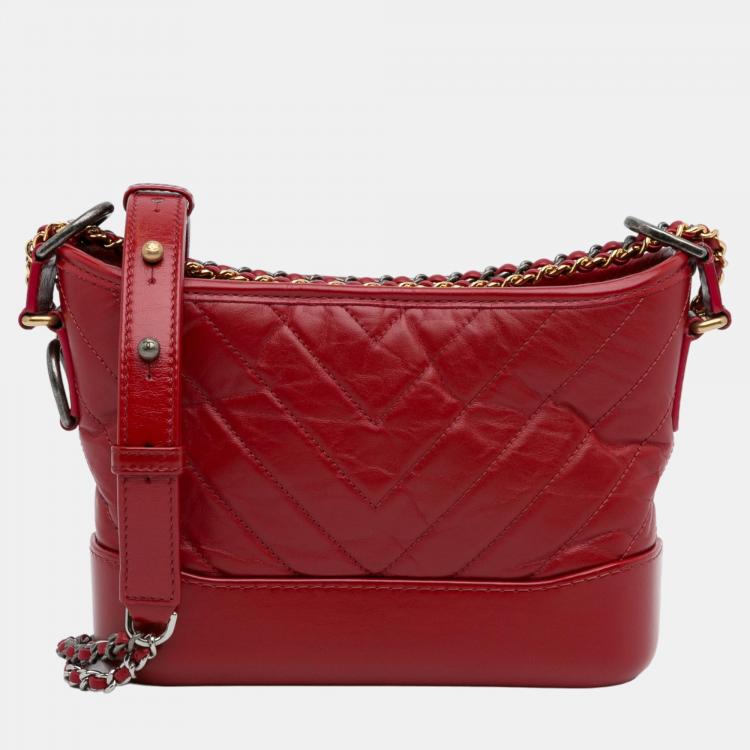 Chanel Red Small Lambskin Gabrielle Crossbody Bag Chanel