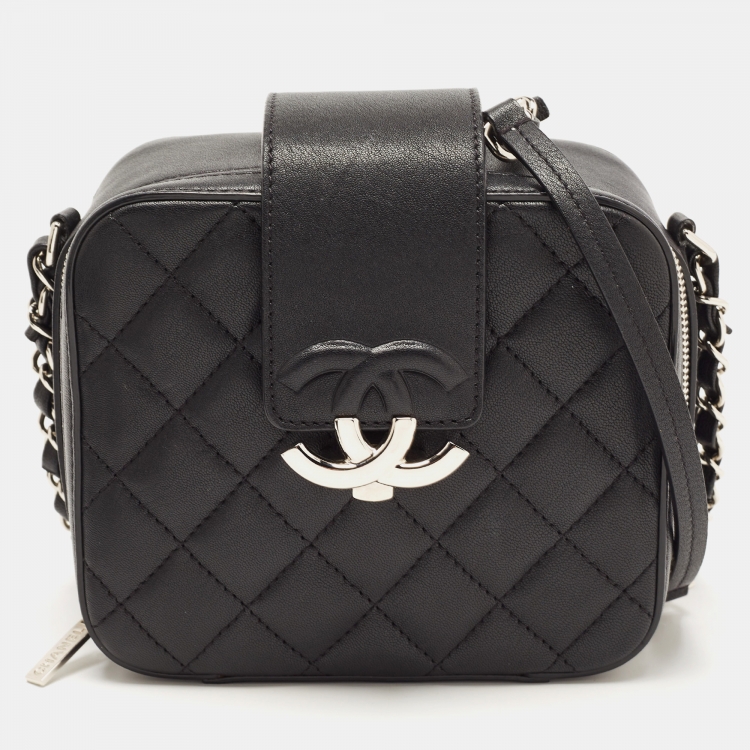 Chanel Black Quilted Leather Mini CC Box Camera Bag Chanel