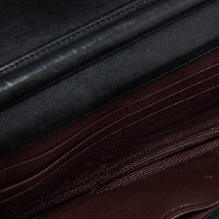 Pre Owned Chanel Black Quilted Leather O Mini Wallet on Chain