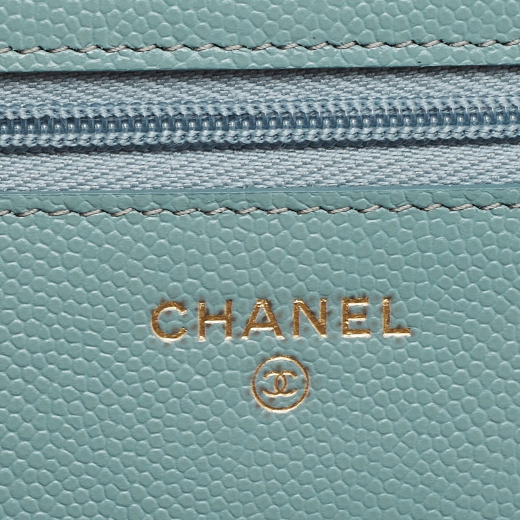 Pre Owned Chanel Mint Green Quilted Caviar Leather WOC Bag