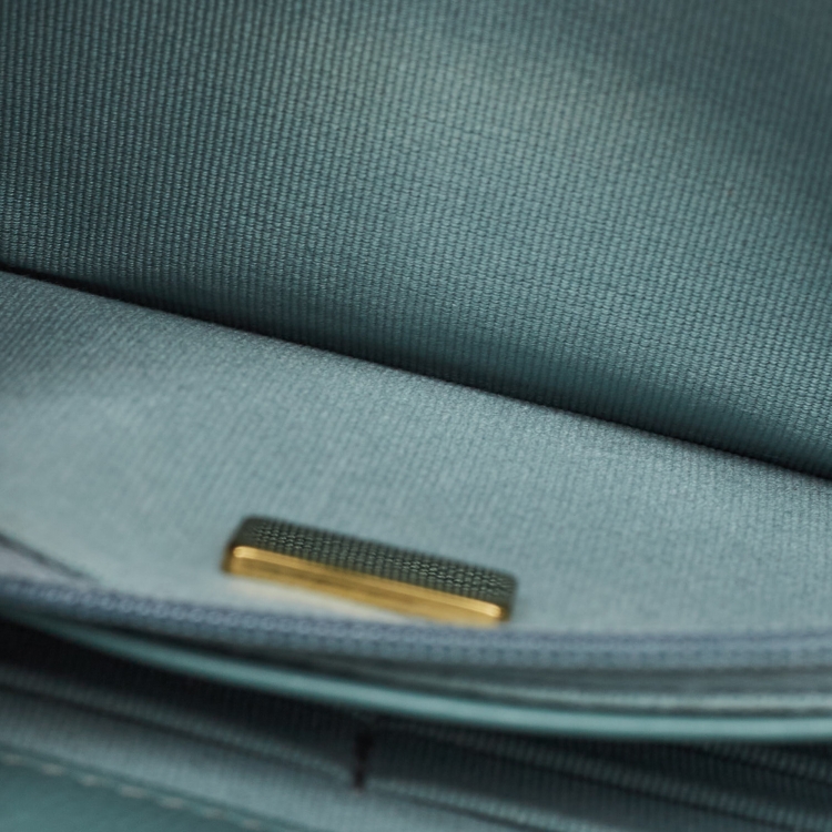 Pre Owned Chanel Mint Green Quilted Caviar Leather WOC Bag