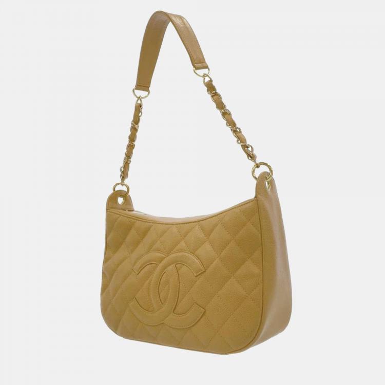 Chanel Beige Leather CC Shoulder Bag