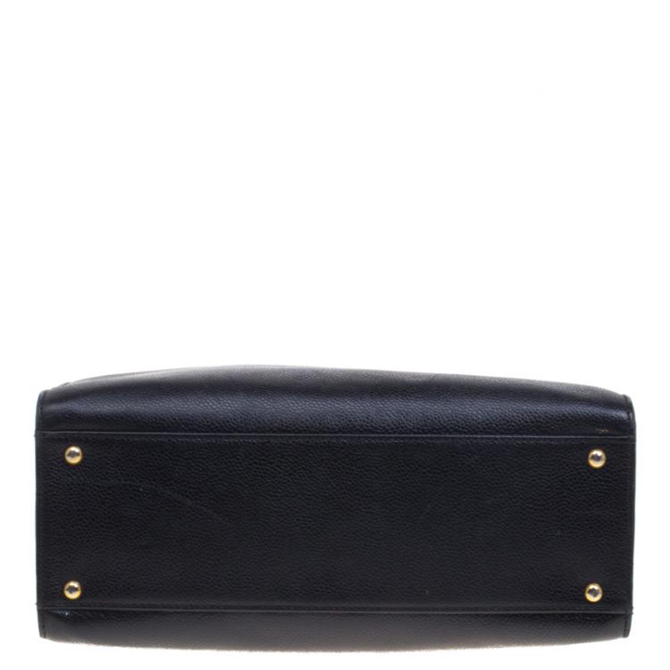 Pre Owned Chanel Black Caviar Leather CC Vintage Shopper Tote