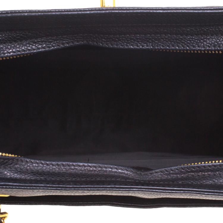 Pre Owned Chanel Black Caviar Leather CC Vintage Shopper Tote