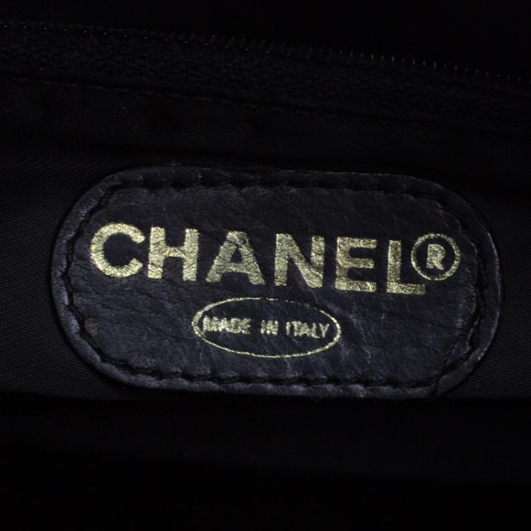 Pre Owned Chanel Black Caviar Leather CC Vintage Shopper Tote