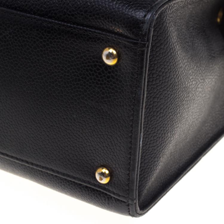 Pre Owned Chanel Black Caviar Leather CC Vintage Shopper Tote