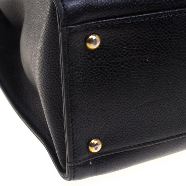 Pre Owned Chanel Black Caviar Leather CC Vintage Shopper Tote