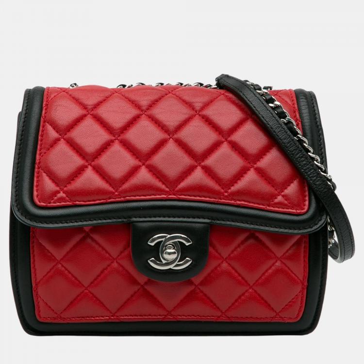 Chanel Black/Red Mini Square Graphic Flap Crossbody Bag