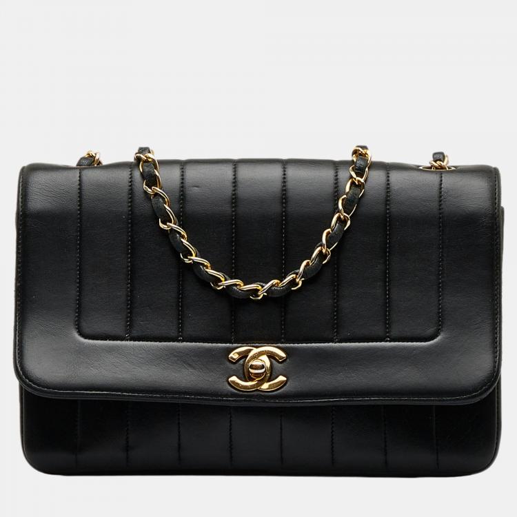 Chanel Black Lambskin Vertical Border Flap