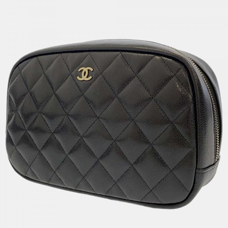 Chanel Black Leather Curvy Cosmetic Case