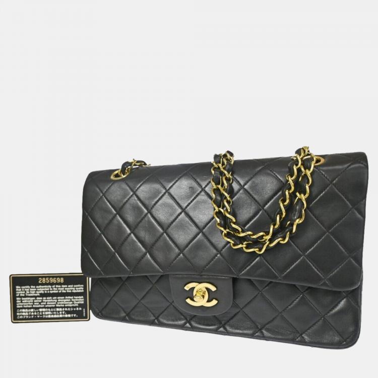 Chanel Black Leather Classic Double Flap Shoulder Bag