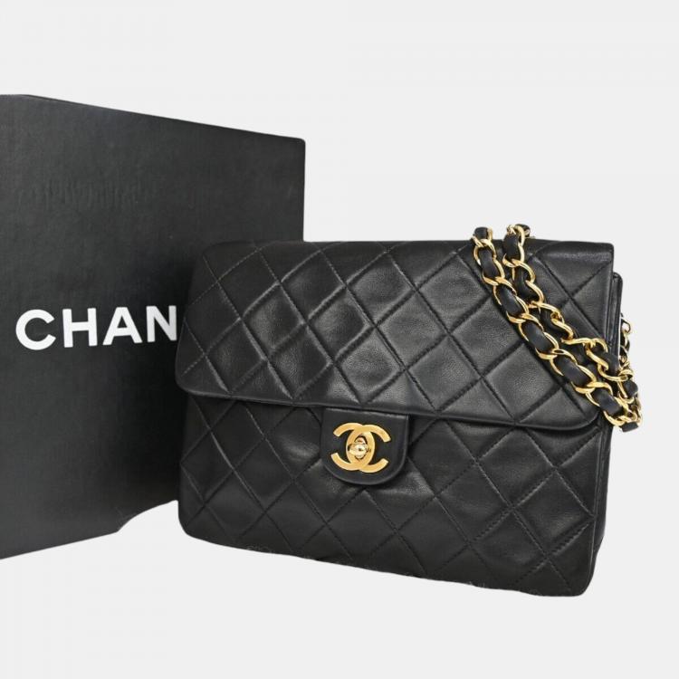 Chanel Black Leather Square Mini flap handbag