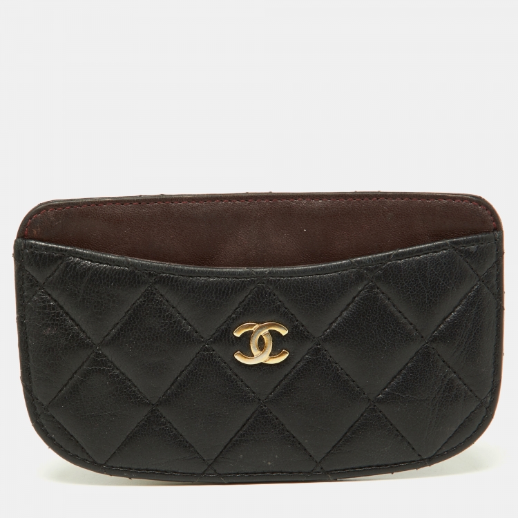 Chanel Black Quilted Leather Card Holder