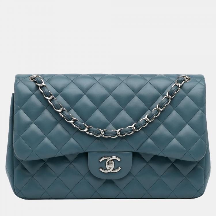 Chanel Blue Jumbo Classic Lambskin Double Flap