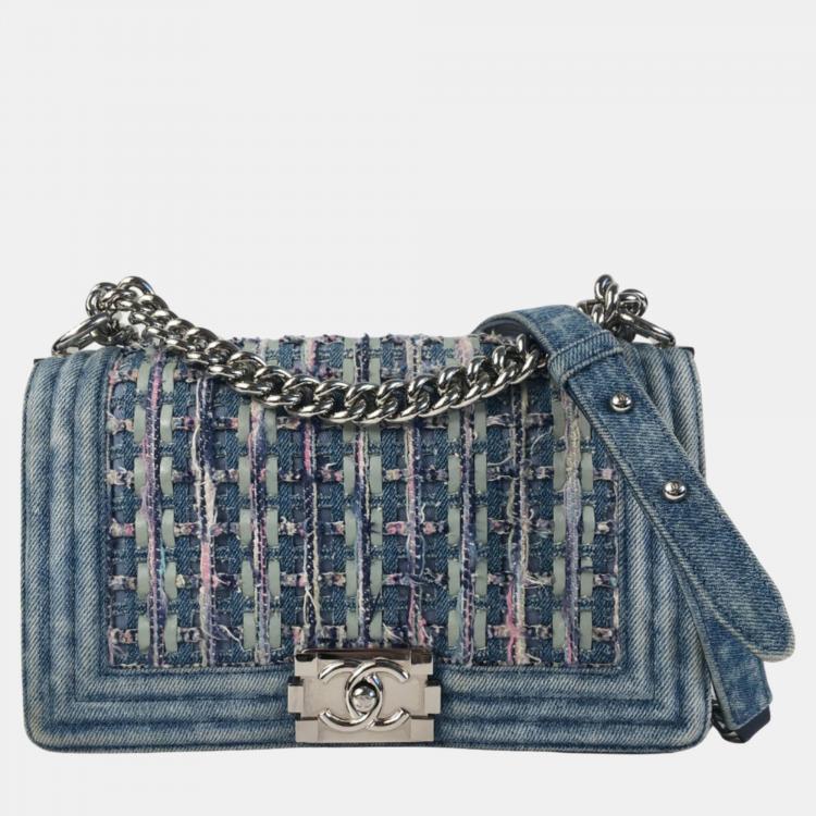 Chanel Blue Medium Denim and Tweed Boy Bag