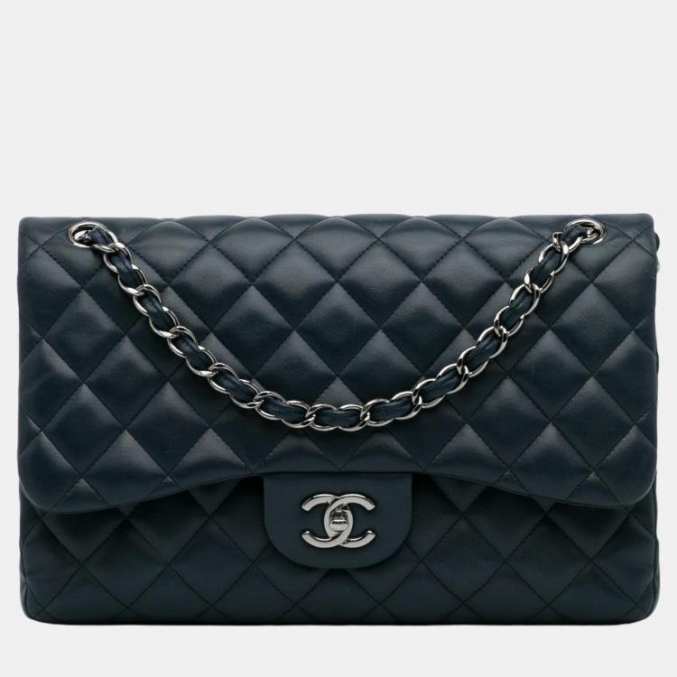 Chanel Navy Blue Jumbo Classic Lambskin Double Flap