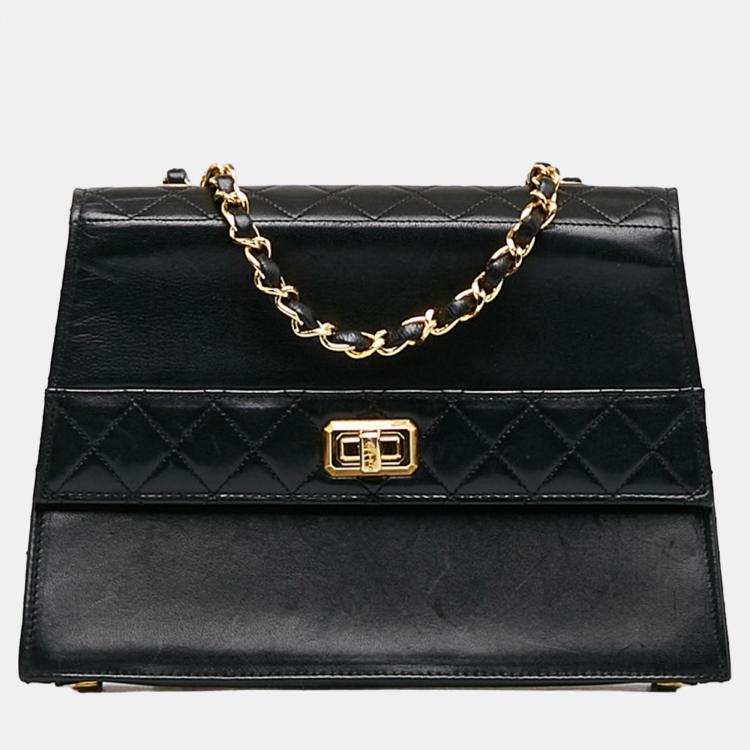 Chanel Black CC Lambskin Trapezoid Flap