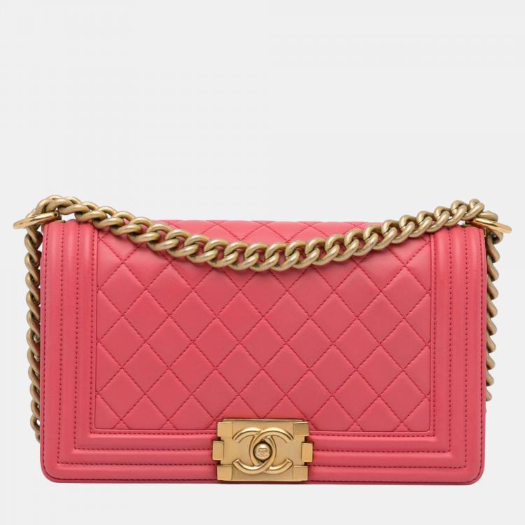 Chanel Pink Medium Lambskin Boy Flap Bag