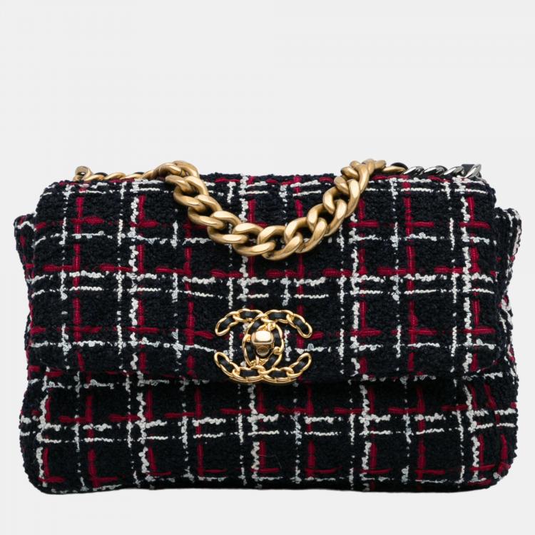 Chanel Black/Red Medium Tweed 19 Flap Bag