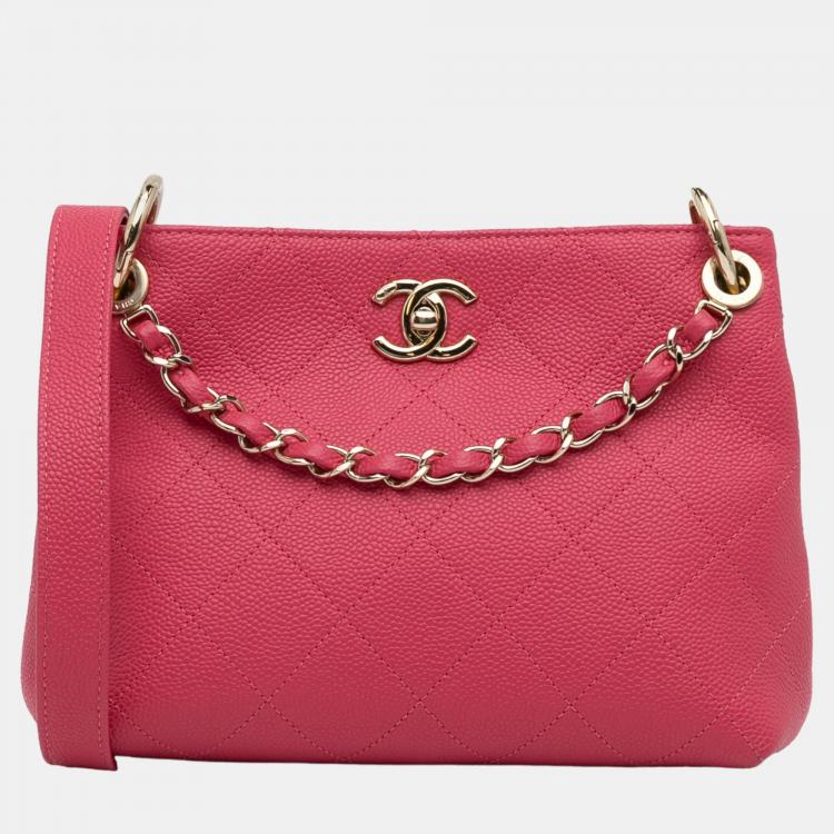 Chanel Pink CC Quilted Caviar Satchel