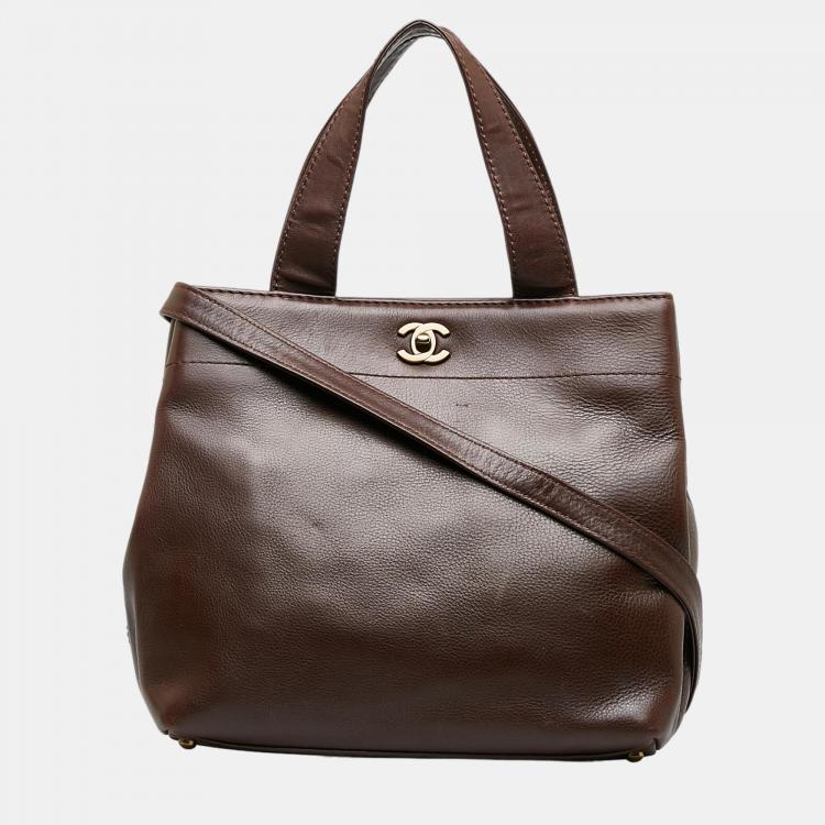 Chanel Brown CC Lambskin Leather Satchel