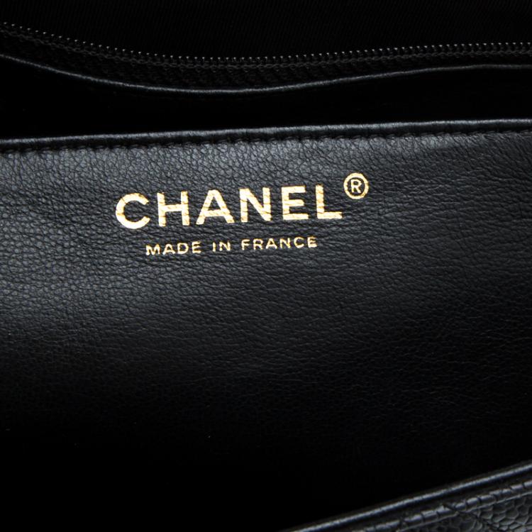 Pre Owned Chanel Black Quilted Caviar Leather Maxi Classic Flap Bag