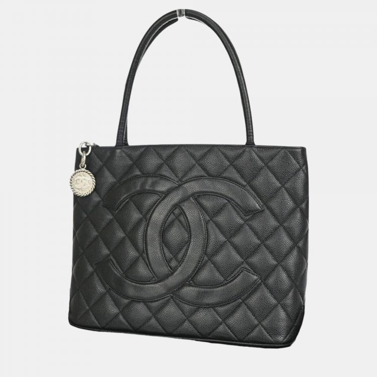 Chanel Black Leather Medaillon tote