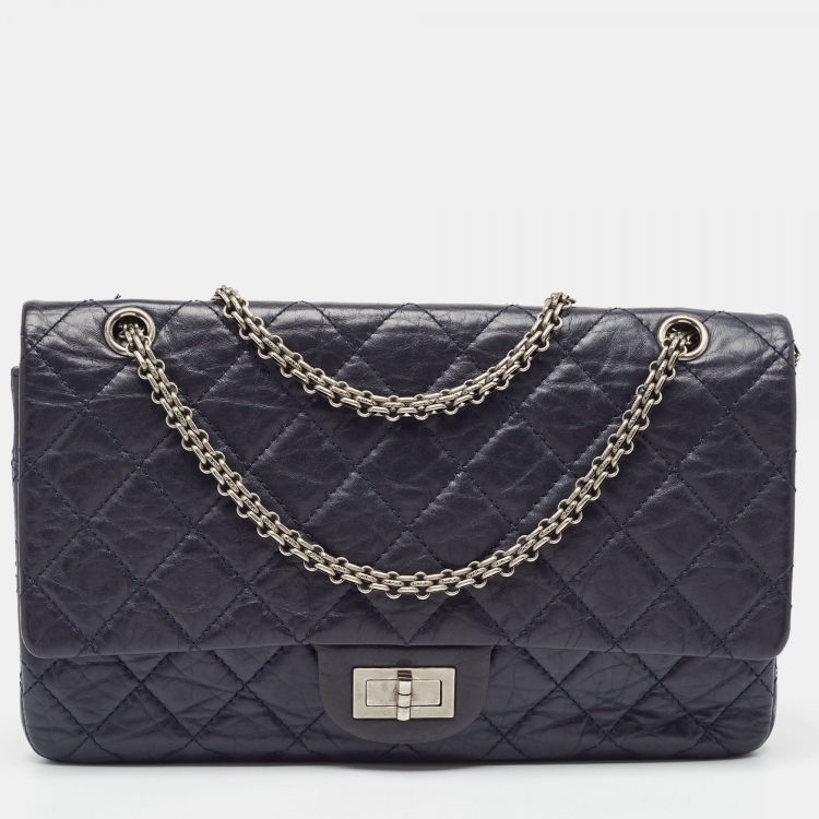 Chanel Navy Blue Quilted Aged Leather 227 Reissue 2.55 Flap Bag