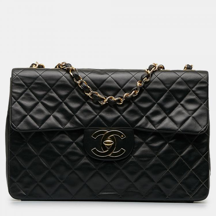 Chanel Black Leather  Jumbo Classic Single Flap Bag