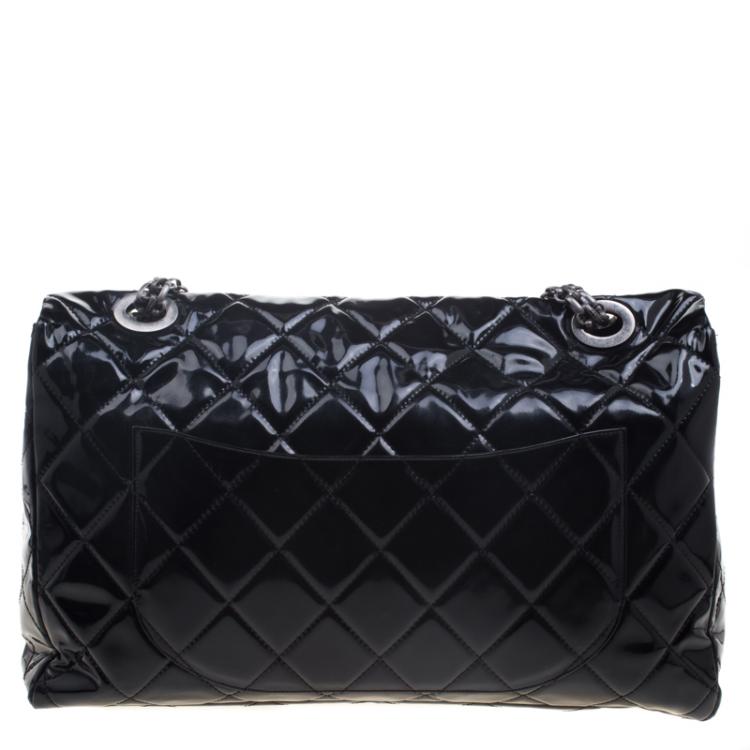 Pre Owned Chanel Black Quilted Patent Leather XXL Reissue Travel Bag