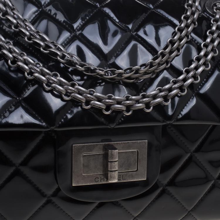 Pre Owned Chanel Black Quilted Patent Leather XXL Reissue Travel Bag