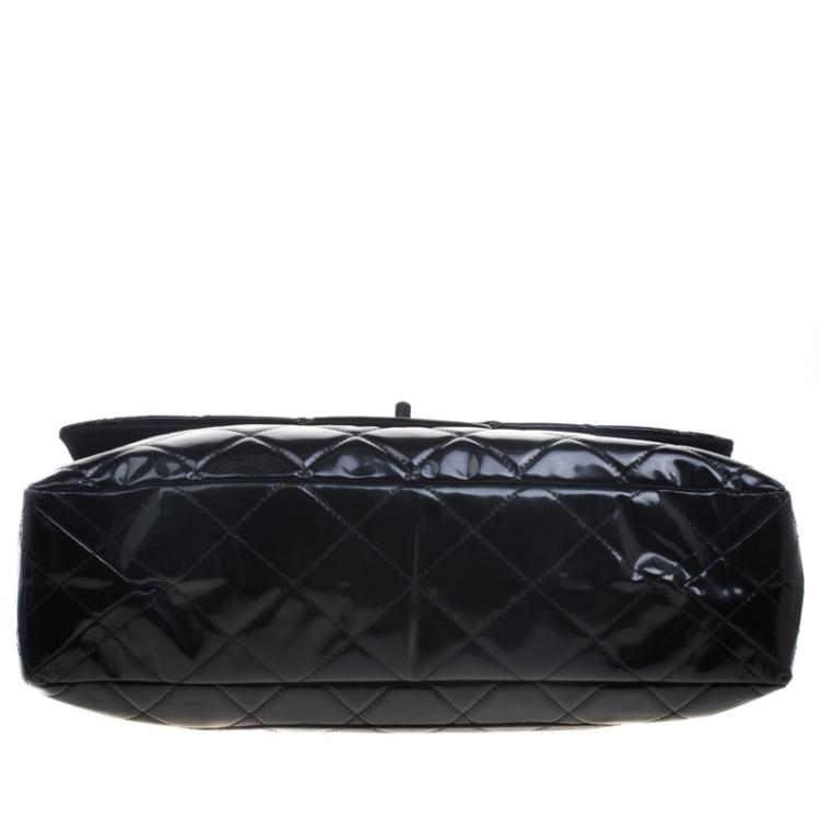 Pre Owned Chanel Black Quilted Patent Leather XXL Reissue Travel Bag