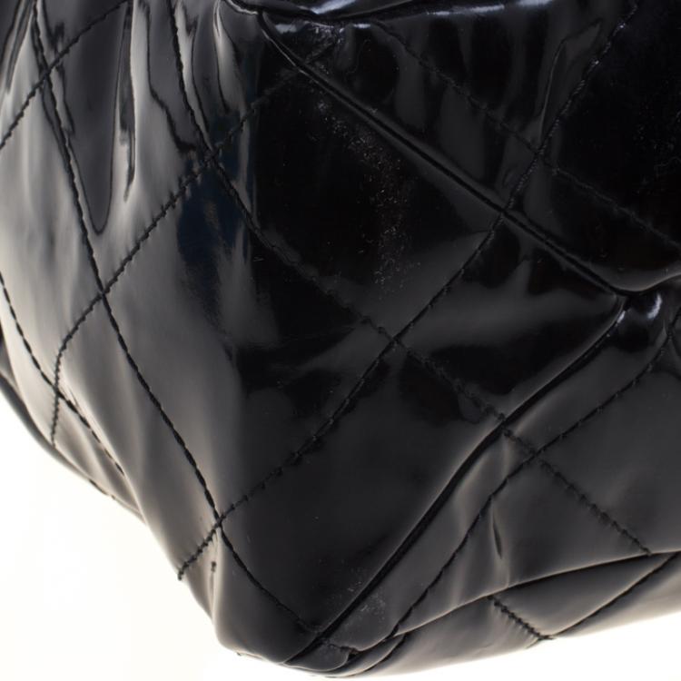 Pre Owned Chanel Black Quilted Patent Leather XXL Reissue Travel Bag