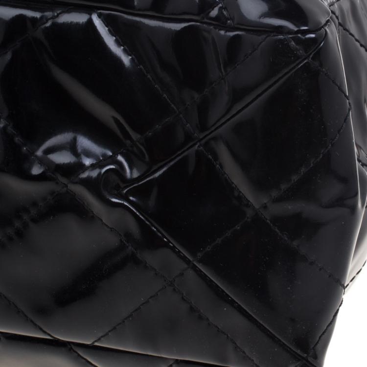 Pre Owned Chanel Black Quilted Patent Leather XXL Reissue Travel Bag